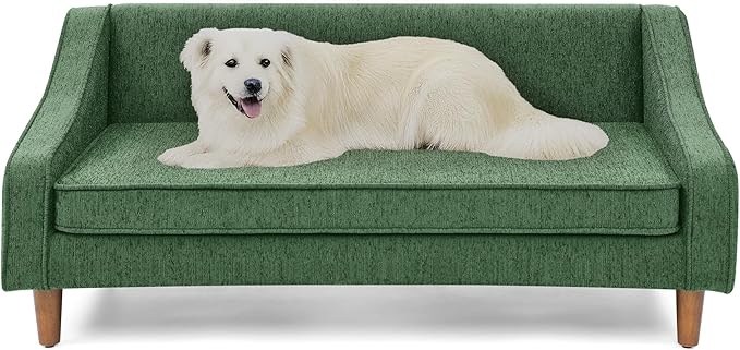 Dog Sofa Couch for Medium to Large Dogs, Durable Pet Sofa with Washable Fabric, Elevated Mini Dog Bed with Wooden Legs for Medium and Large Dogs, Dark Grey