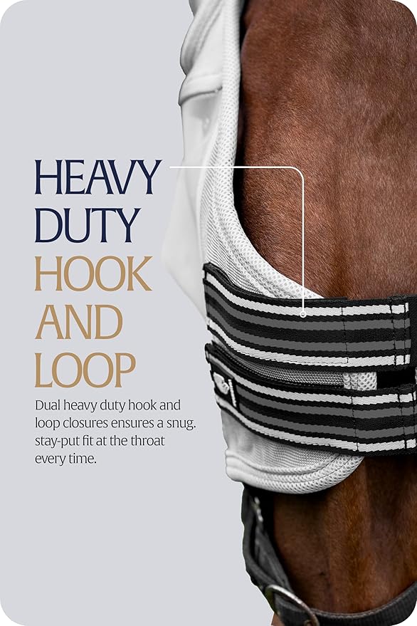 Equinavia Algard Soft Mesh Horse Fly Mask with Ear Protection and 45 UPF Rating | No Eye Irritation & UV Protection - Silver - Warmblood