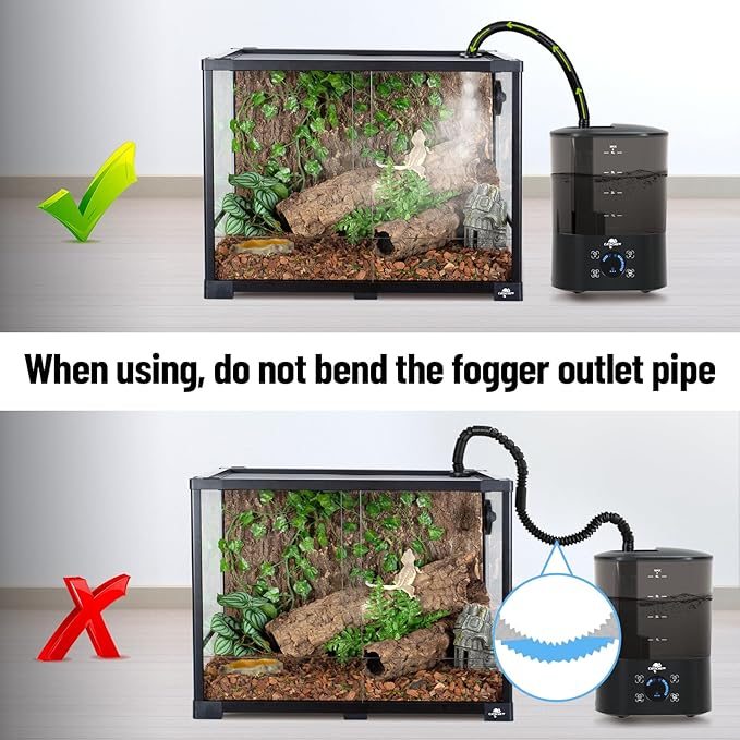 4L Reptile Humidifier Fogger Top Fill, Automatic Misting System for Reptiles, Adjustable Fogging, Leak-Proof, Timing Terrarium Mister Tank Humidifier for Snake Chameleon Frog Hermit Crab