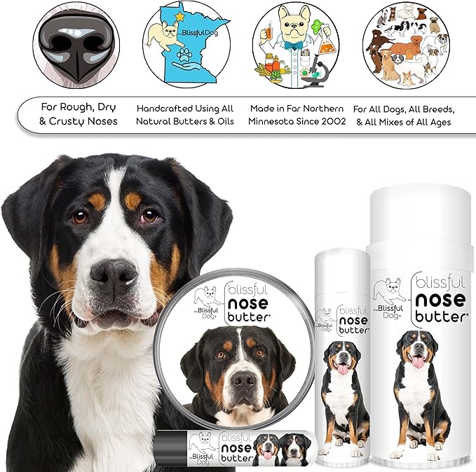 The Blissful Dog Greater Swiss Mountain Dog Unscented Nose Butter - Dog Nose Butter, 8 Ounce