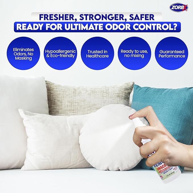 ZORBX Unscented Odor Eliminator for Strong Odor 2 Oz, Pack of 24 - Used in Hospitals & Healthcare Facilities - Advanced Trusted Formula, Fast-Acting Odor Remover Spray for Dog, Cat, House & Carpet