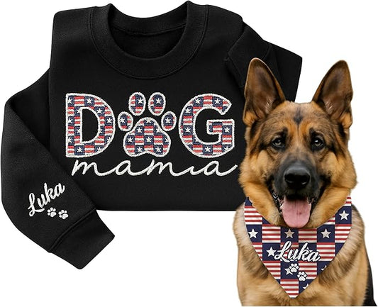 NAZENTI Personalized Dog Mom Sweatshirt, Cat Lovers Gift, Matching Dog and Owner Sweater, Gift Christmas Memorial Birthday