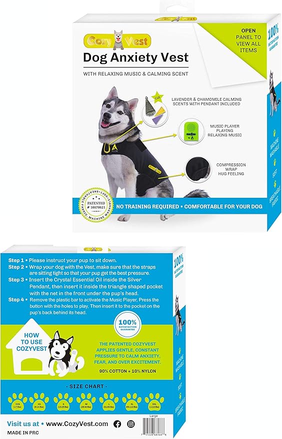 CozyVest 3-in-1 Anxiety Vest Music & Aromatherapy Dog Coat Relaxing Sound & Essential Oil Scent Canine Stress Relief Fireworks Thunder Separation Shirt Jacket Thunderstorm(Pink, XL [65-110 Lbs])