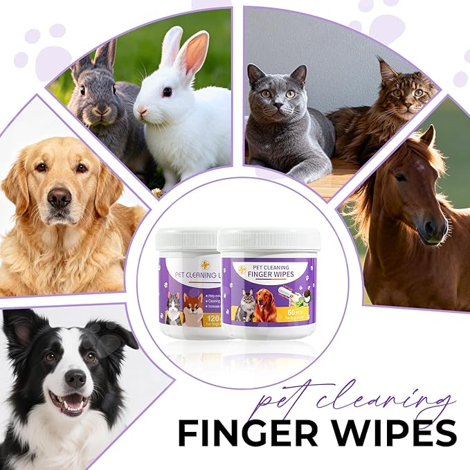 MeCids Pet Cleaning Wipe and Dogs Teeth Cleaning Finger Wipes Set 180PCS, Gentle Pet Wipes for Dogs & Cats Eyes, Ear, Paws, Butt, Face