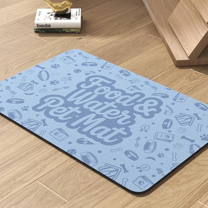 Pet Feeding Mat-Absorbent Dog Mat for Food and Water Bowl-No Stains Quick Dry Water Dispenser Mat-Dog Accessories Pet Supplies-Bowl for Messy Drinkers（Words,17"x28"