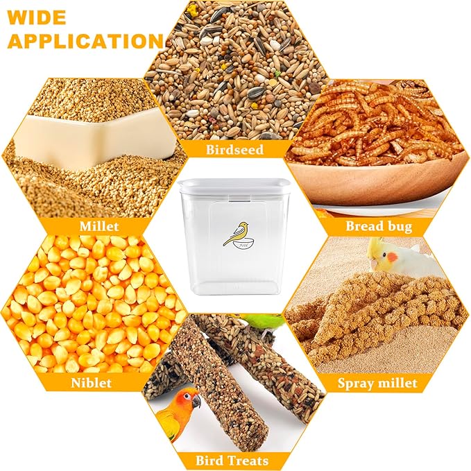 135 oz Pet Food Storage Containers-Airtight Bird Seed Storage Container with Easy Pour Spouts-Irregular Shape Wild Bird Seed Dispenser -BPA-Free Plastic for PetBirds Parakeets Finches Food Storage