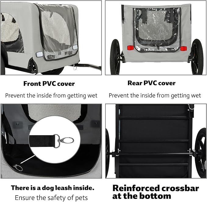 Pet Bike Trailer for Dogs, 88LBS Capacity Dog Bicycle Trailer with 20" Pneumatic Rubber Wheels, Multi-Directional Ventilation, Waterproof Cover, Perfect for Cycling with Pets
