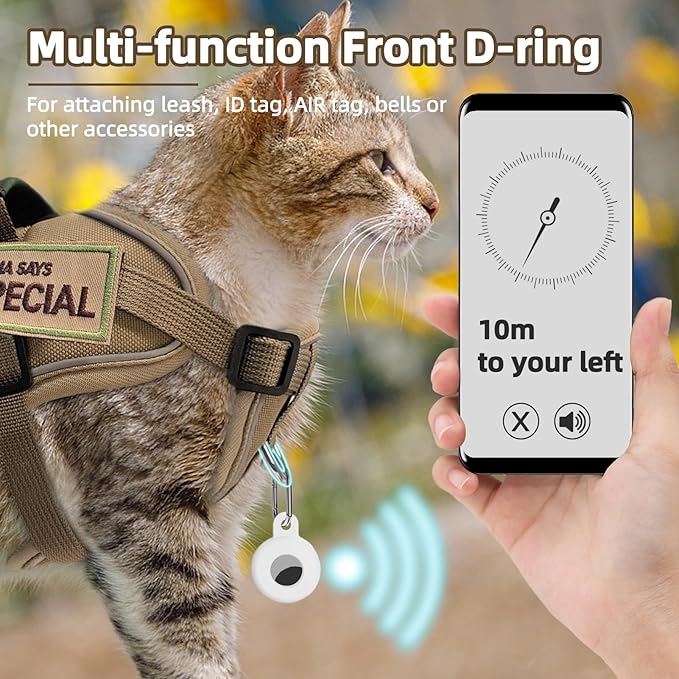 PUPTECK Tactical Cat Harness and Leash Set Escape Proof, Adjustable Reflective Kitten Jacket Easy Control, Pet Vest Harness for Cats Small Dogs Puppies Walking and Travel