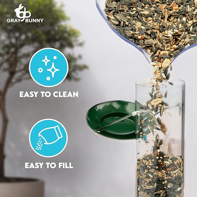 Bird Feeders for Outdoors (Metal, 2 Pack) – Chew-Proof Hanging Bird Feeder with 4 Ports, Rust-Proof Heavy Duty Tube Design, 15 Inches