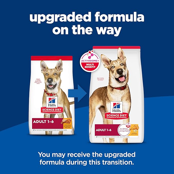 Hill's Science Diet Adult 1-6, Adult 1-6 Premium Nutrition, Dry Dog Food, Chicken & Barley, 5 lb Bag