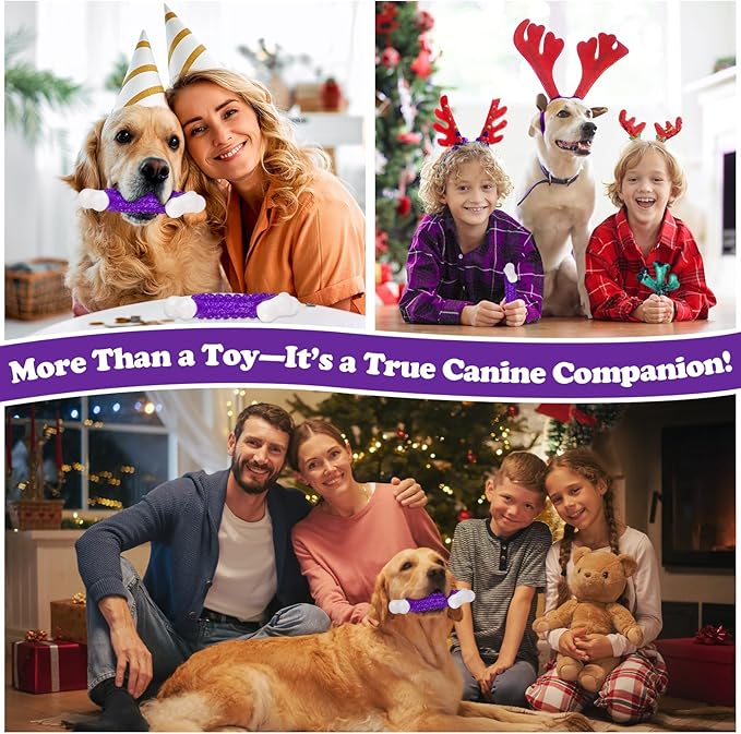 6-Pack Tough Dog Chew Toys for Aggressive Chewers Large Medium Breed Bacon Flavor, Bone Toy Dog, Nylon Heavy Duty Extreme Indestructible Teething Training