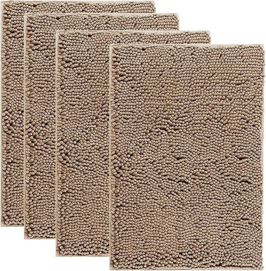 IM HOME 4 Pieces Muddy Door Mats for Dogs, Chenille Absorbent Pet Mats, Quick Dry, Trap Dirt Non Slip Heavy Indoor Doormat Soft Dog Bed Mat Front Inside Door Mat for Indoor Outdoor Entrance,Camel