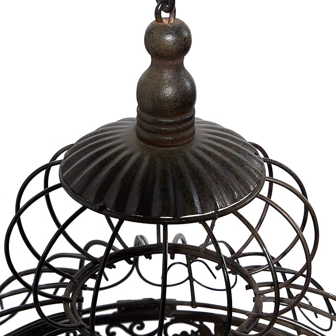 Deco 79 Vintage Metal Free-Standing Birdcage, 14" x 14" x 47", Black