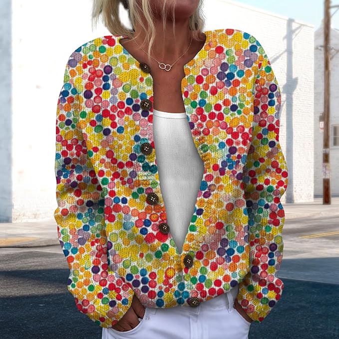 Women Sweaters Cardigan Fashion Long Sleeve Crewneck Sweaters Button Chunky Outerwear Fall Winter Casual Wear