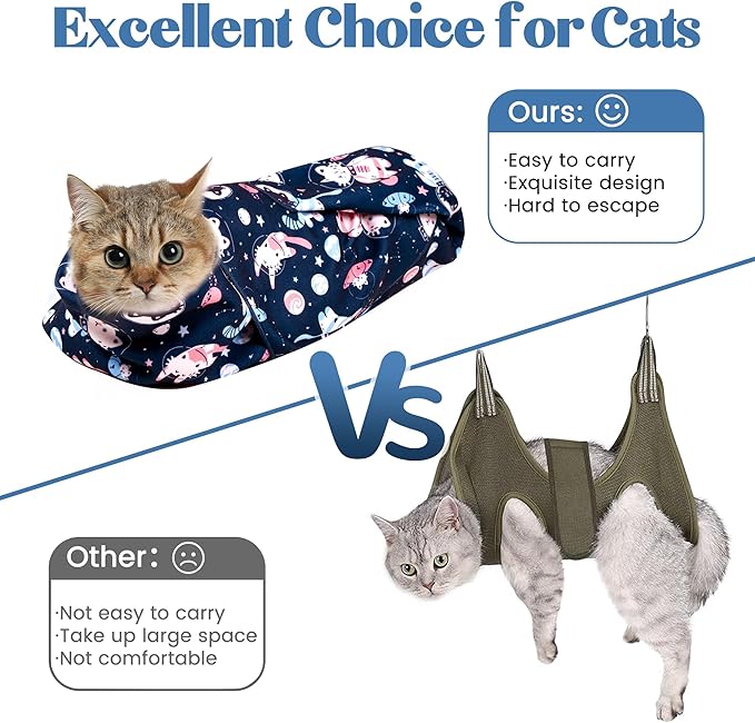 35.4" Cat Grooming Wrap, Cat Wrap for Cutting Nails, Anti-Scratch, Anti-Escape Calming Packaging, Cat Swaddle Wrap for Adult Cats, XX-Large