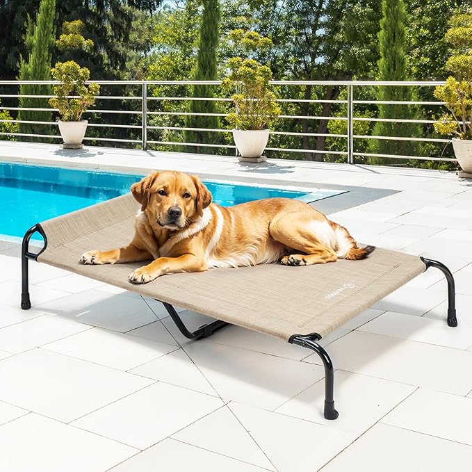 Veehoo Original Elevated Dog Bed - Outdoor Raised Dog Cot, One-Sided Raised Headboard Cooling Pet Bed, Non-Slip & Breathable, XXL, CWC2417A