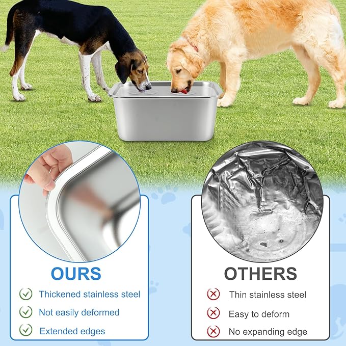 YUEPET 4 Gallons Stainless Steel Dog Water Bowls, Extra Large Metal Dog Food and Water Bowls Large Capacity Pet Water Bowls for Indoor and Outdoor Extra Large Dogs