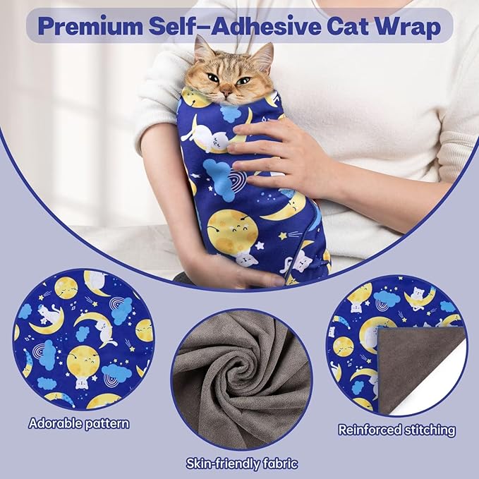 Paw Legend 21.7" Cat Wrap for Grooming Cat Wrap for Cutting Nails Cat Restraint for Nail Clipping Self Adhesive Blanket Restraint Cloth for Cats