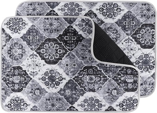 IEUUMLER Washable Pee Pads for Dogs, 2 Pack Reusable Pee Pads for Dogs Non-Slip Grip, Super Absorbent Waterproof Puppy Pads for Potty Training, Playpen, Crate, Whelping Box EU011 Black Grey, 30x20