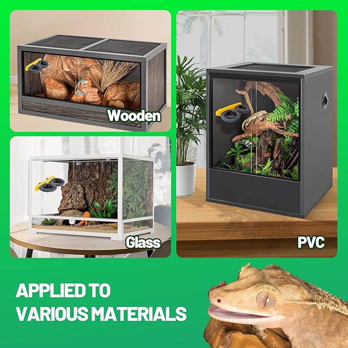 Gecko Gecko Feeder Ledge, Magnetic Reptile Feeding Ledge with 4 Food Bowls, Natural Tire-Design Resin Base for Bearded Dragon, Snake, Frog in Glass/PVC/Acrylic/Wood Tanks