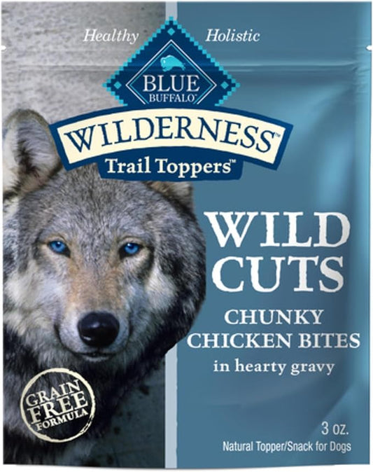 Blue Buffalo Wilderness Trail Toppers Wild Cuts Natural High-Protein Dog Wet Food, Chicken Bites in Hearty Gravy, 3-oz Pouch, 24 Count