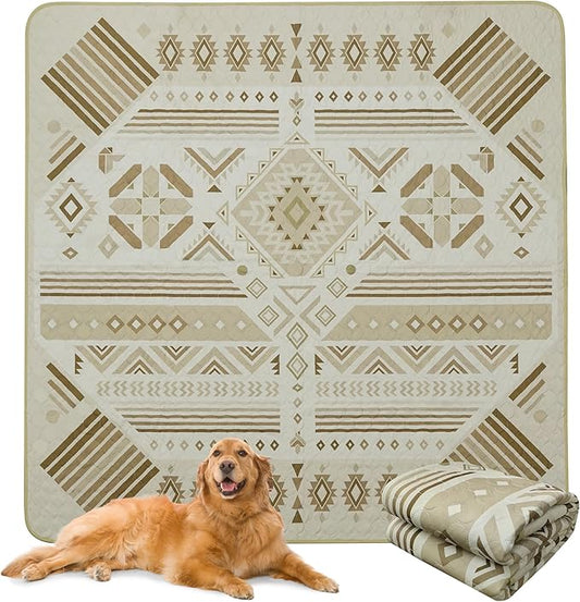 FXW Washable Pee Pads for Dogs, Puppy Pads with Super Absorbent, Specifically Designed for FXW Rollick/Homeplus 32 inch 8 Panels Dog Playpen, 71" Square, Khaki Geometric, 1 Pack