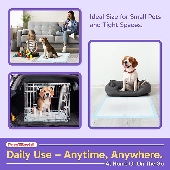 PETSWORLD Puppy Pads, 23x36 Inch, 600 Count - Puppy Pee Pads for Dogs, Tear Resistant, Economy Value, Super-Absorbent Polymer Gel Core, Perfect for Puppies, Smaller Dogs