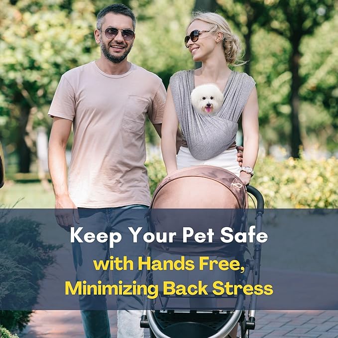 Dog Carrier for Small Dogs, Front Facing Dog Carrier Sling, Hands Free Cat Sling, Size Adjustable, Reducing Back Pain, Soft Cotton, Premium Dog Sling Carrier (Plus, Heather Gray)