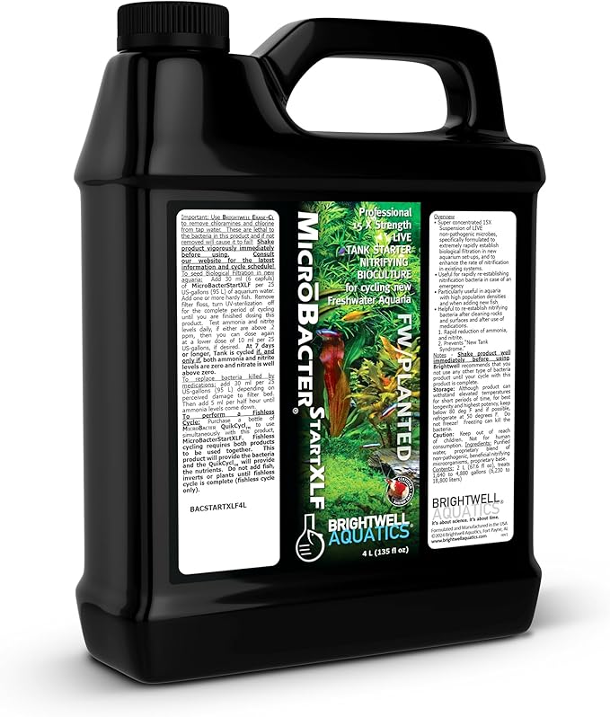 Brightwell Aquatics MicroBacterStart XLF - 15X Concentrated Live Tank Starter for Cycling New Freshwater Aquarium and Establishing Nitrifying Bacteria