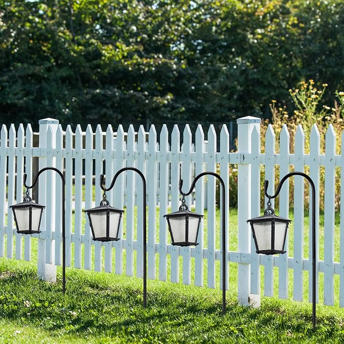 Shepherds Hook for Outdoor Adjustable Bird Feeder Pole Metal Steel Shepard Hooks for Hummingbird Stand Feeder Pole for Garden Plant, Lantern, Hanging Wedding Decor (12 Pcs,24 Inch)