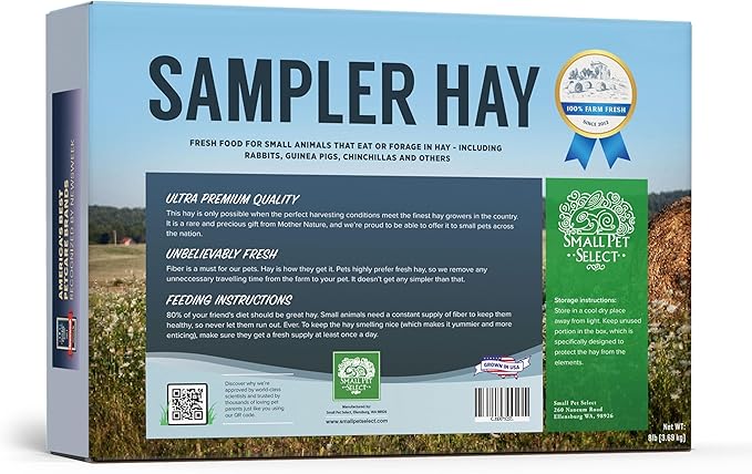 Small Pet Select-Sampler Box, 2ND Cutting, 3RD Cutting Timothy Hay, Oat Hay, & Orchard Hay