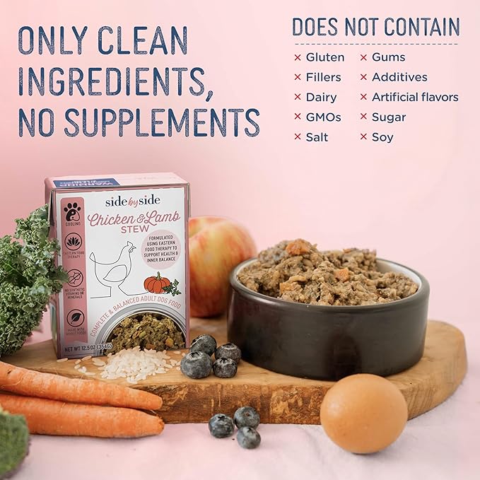 Side by Side Chicken & Lamb Stew - Warming Wet Dog Food & Dog Food Topper for All Breeds - Made with Nutrients & Whole Raw Ingredients - No Artificial Additives or Fillers - USA Made (12.5 oz, 3-Pack)