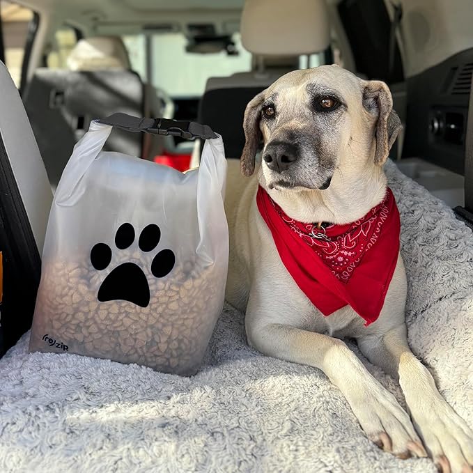 (re)zip Large Roll Top Pet Dry Food Storage Bag 40-Cup, BPA-Free, Food-Grade, Pet-Safe, Freshness Seal for Camping, Long Term Boarding, Travel & Daily Use, Machine Washable, Black