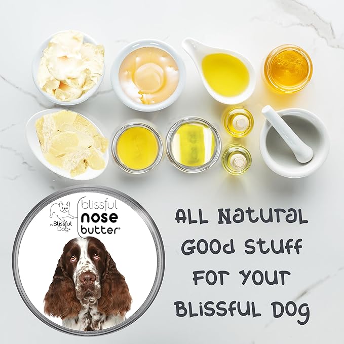 The Blissful Dog Springer Spaniel Nose Butter, Versatile Dog Nose Balm for Dry Nose, Handcrafted Nose Moisturizer, Easy-to-Apply Dog Essentials, Unscented, 8 oz.