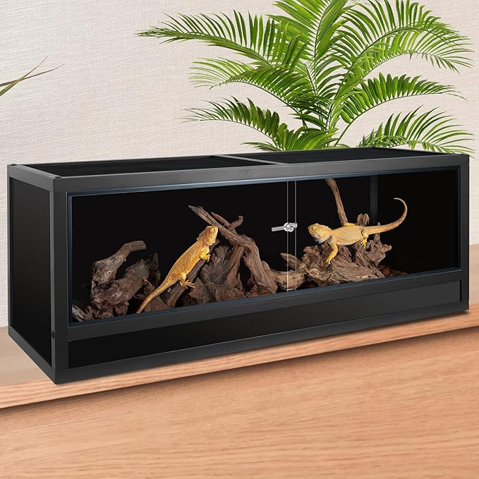 REPTI ZOO 68 Gallon Reptile Enclosure, 48x18x18 inch Wooden Reptile Tank Terrarium for Bearded Dragon Gecko Ball Python Snake Turtle, Light Weight Habitat Cage