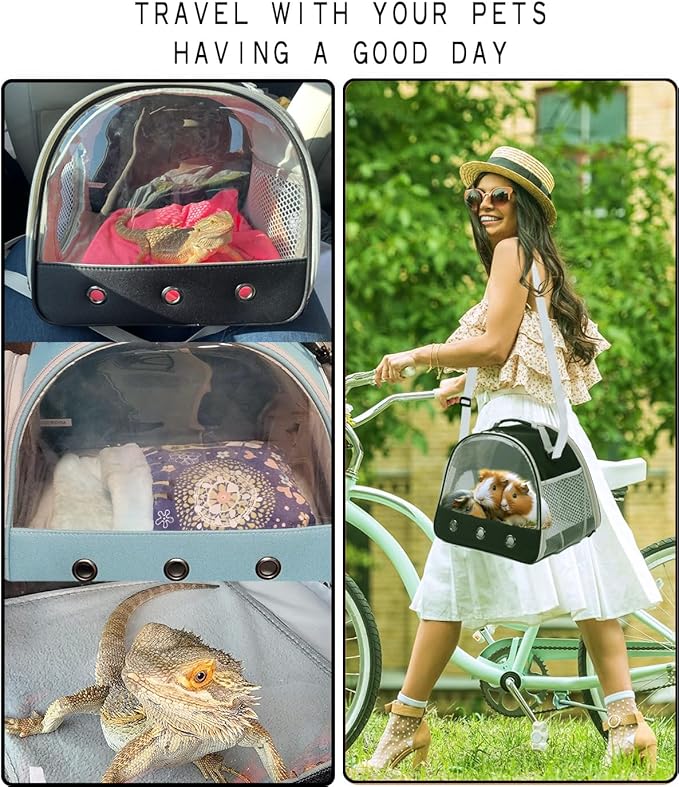 Bearded Dragon Travel Carreir Bag,Guinea Pig Carrier for 2,Reptile Travel Carrier for Lizards Sugar Glider Hedgehog Rat Parrot Birds