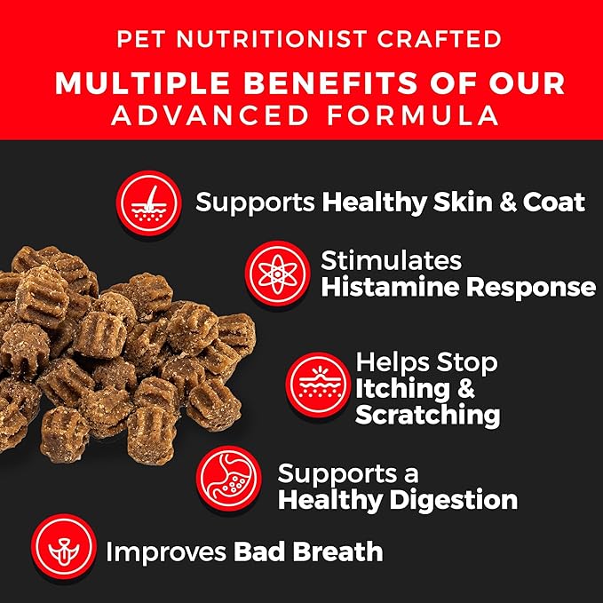 Pet Chef Dog Stop Itching & Allergy Blocker Chew - Natural Anti Itch for Dogs with Omega 3, Salmon Oil - Peanut Butter - Best Value 140 ct Dog Stop Itching Support- Safe no Chemicals All Natural