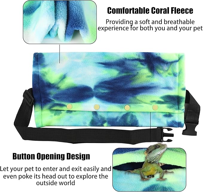 Esmorah Bearded Dragon Carrier and Leash Harness with Wings, Small Animal Sling Carrier and Reptile Carrier, Lizard Adjustable Harness and Sling Bag for Outdoor Travel Walking Rest