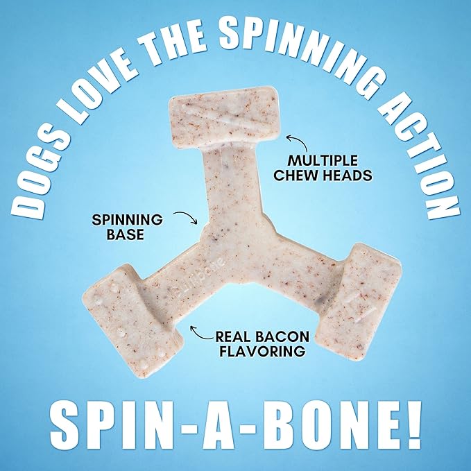 Bullibone Nylon Dog Chew Toy Spin-a-Bone - Interactive Dog Toy, Triggers Natural Instincts, and Improves Oral Health