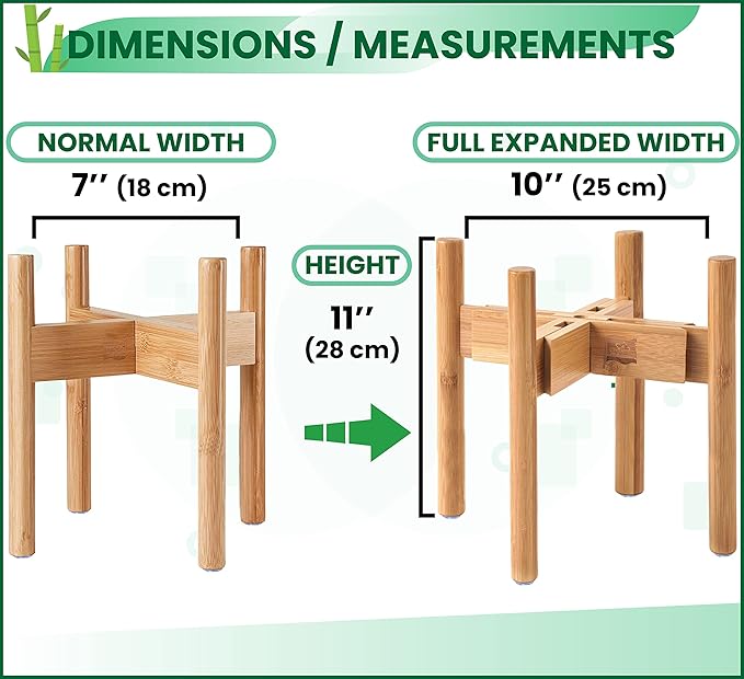 Dog Bowl Stand for Large Dogs - Use to Elevate, Raise Dog Food and Water, Deter Ants/Bugs - Expandable Sideways, Fits Various Sizes of Slow Feeders, Dishes and Drink Fountains - Bamboo
