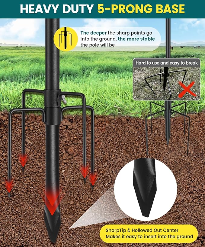 Bird Feeder Pole, 75 inch Bluebird House Pole for Outside Heavy Duty with 5 Prongs Base, Bird Buddy Accessories Mounting Kit, Adjustable Hummingbird Feeder Stand for Outdoor Wild Birds Watching