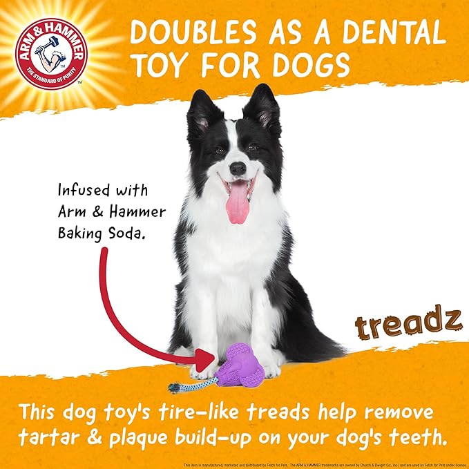 Arm & Hammer for Pets Super Treadz Large Elephant Dental Chew Toy for Dogs Dog Dental Toys for Aggressive Chewers Reduces Plaque & Tartar Without Brushing Safe for Dogs up to 35 Lbs