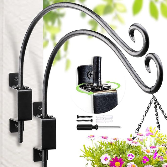 Swivel Bird Feeder Hanger Hook: Swivel Hanging Plant Bracket Outdoor - Wall Mount Hanging Hook for Bird Feeder 16Inch 2Packs