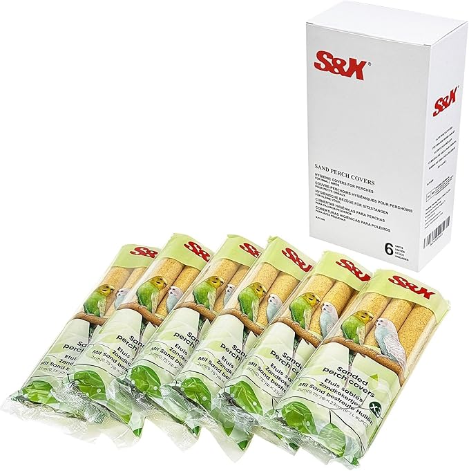 S&X 18-Pack Large Perch Covers for Parakeets, Lovebirds, Parrotlets, Finches, Canaries, Sand Perch Covers, 3/4" Diameter X 9" Long