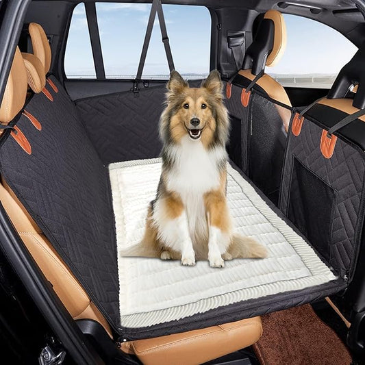 VClife Dog Bed Mat for Car, Anti Slip Pet Bed Travel Pad Comfortable Furry Dog Car Seat Cover for Backseat Extender, Washable Pet Cushion Bed Mat for Indoors & Outdoors (Beige, 51"×23.6")