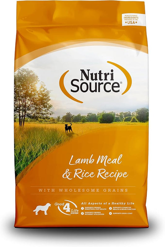 NutriSource Adult Dry Dog Food, Lamb Meal and Rice, 26LB
