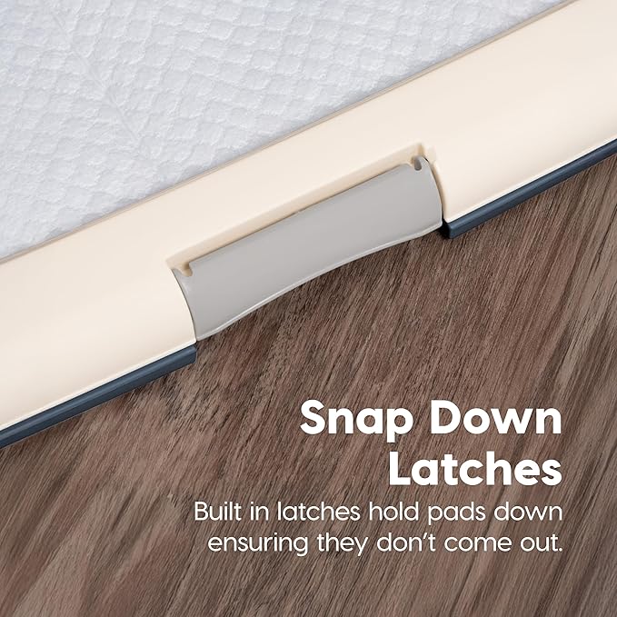 IRIS USA Pee Pad Holder - For Potty Training Regular Sized Dog & Puppy Pee Pads, Secured Latches, Non-Skid Feet, Leak Protection, Fits 22"x22" Pad or Larger, Square, Navy