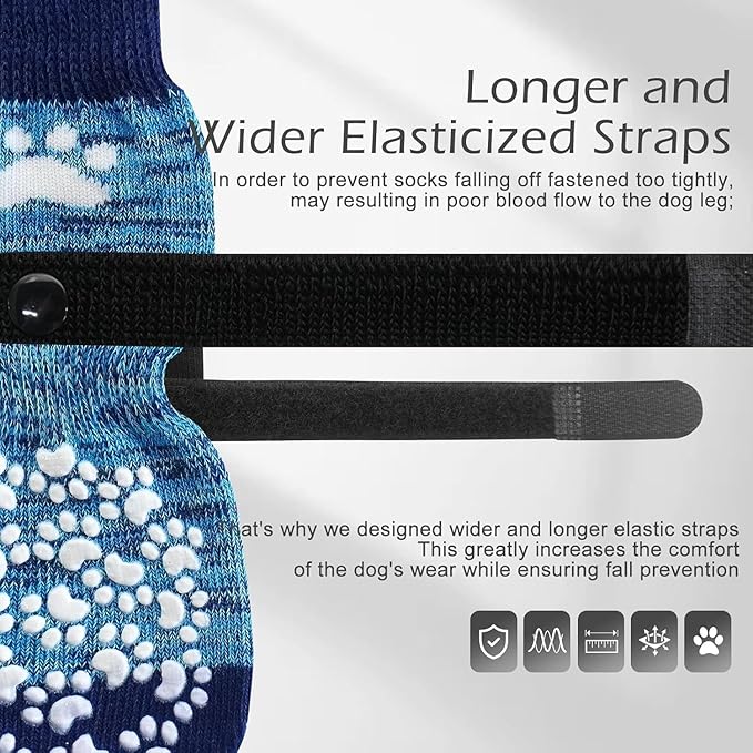 EXPAWLORER Anti Slip Dog Socks to Prevent Licking Paws, Dog Shoes for Hot Pavement, Dog Booties for Small Medium Large Senior Dogs, Traction Control Boots & Paw Protectors for Hardwood Floors