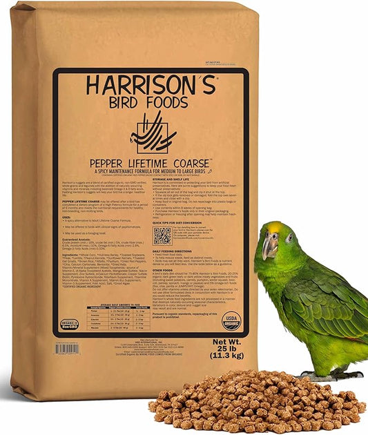 Harrison's Bird Foods Pepper Lifetime Coarse Certified Organic Non-GMO Formula Bird Food 25lb