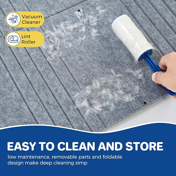 Cat House for Indoor Cats Large Cat Bed Cave 2-Storey Cats Condo with Cozy Felt Covered Hideaway for Multiple Pets Gray